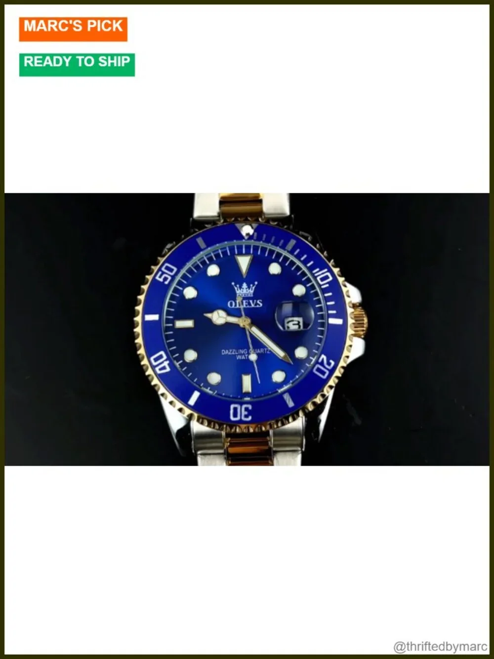 Large Face Casual Quartz Watch with Date Window and Rotating Bezel